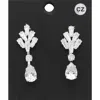 Fashnzfab Cz Teardrop Stone Pointed Dangle Evening Earrings In Silver