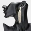 Fashnzfab Cz Teardrop Stone Pointed Fringe Dangle Evening Earrings - Gold In White