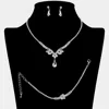 Fashnzfab Cz Teardrop Stone Pointed Marquise Stone Cluster Embellished Rhinestone Paved Jewelry Set In Multi