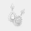 Fashnzfab Cz Teardrop Stone Pointed Marquise Stone Embellished Dangle Evening Earrings In Silver