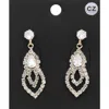Fashnzfab Cz Teardrop Stone Pointed Rhinestone Paved Evening Earrings In Gold