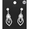 Fashnzfab Cz Teardrop Stone Pointed Rhinestone Paved Evening Earrings In Metallic