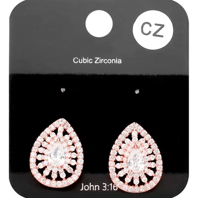 Fashnzfab Cz Teardrop Stud Evening Earrings In Multi