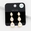 Fashnzfab Cz Triple Teardrop Stone Link Drop Evening Earrings In Multi
