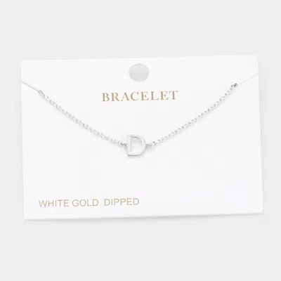Fashnzfab -d- White Gold Dipped Metal Initial Monogram Charm Bracelet In Silver