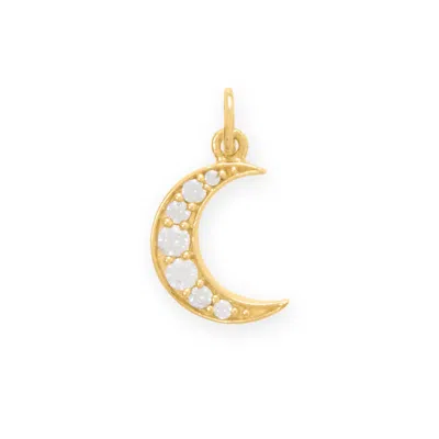Fashnzfab Dainty 14 Karat Gold Plated Cz Crescent Moon Charm