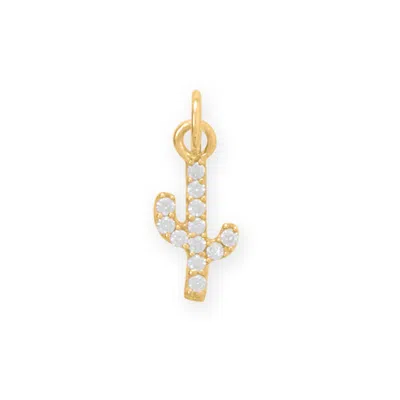 Fashnzfab Dainty 14 Karat Gold Plated Cz Saguaro Cactus Charm In Burgundy