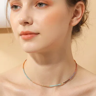 Fashnzfab Dainty Minimalist Beaded Necklace In Multi