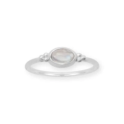 Fashnzfab Dainty Oval Rainbow Moonstone Ring In Purple