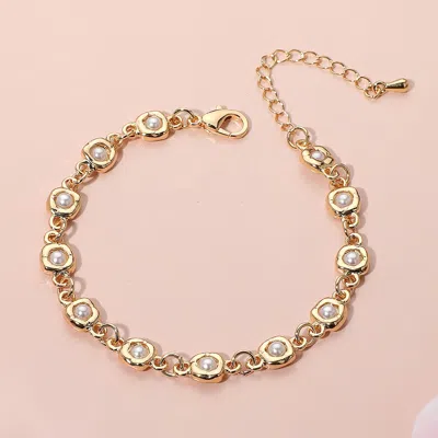 Fashnzfab Pearl Cluster Link Chain Bracelets In Gold