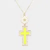 Fashnzfab Daisy Flower Cross Link Pendant Necklace In Gold