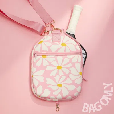 Fashnzfab Daisy Flower Pattern Neoprene Pickleball Paddle Case Bag In Pink