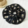 Fashnzfab Daisy Flower Patterned Scrunchie Hairband In Black