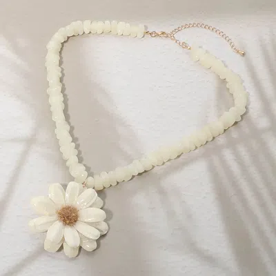 Fashnzfab Daisy Flower Pendant Accent Faceted Beaded Necklace In Multi
