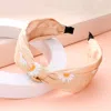 Fashnzfab Daisy Flower Pointed Knot Burnout Headband In Sand