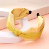 Fashnzfab Daisy Flower Pointed Knot Burnout Headband In Yellow