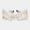Fashnzfab Daisy Flower Stone Embellished Bow Headband In Sand