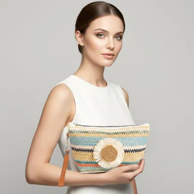 Fashnzfab Daisy Multicolor Straw Woven Pouch Bag