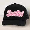 Fashnzfab Darlin Message Mesh Back Baseball Cap In Black