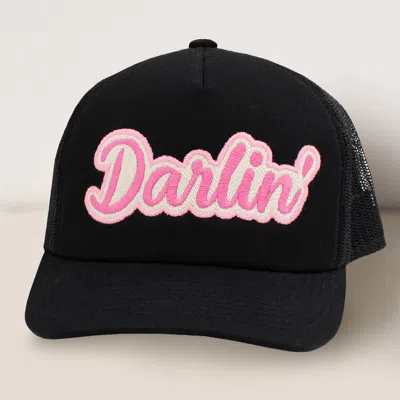 Fashnzfab Darlin Message Mesh Back Baseball Cap In Black