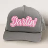 Fashnzfab Darlin Message Mesh Back Baseball Cap In Gray
