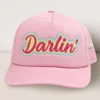Fashnzfab Darlin Message Mesh Back Baseball Cap In Pink