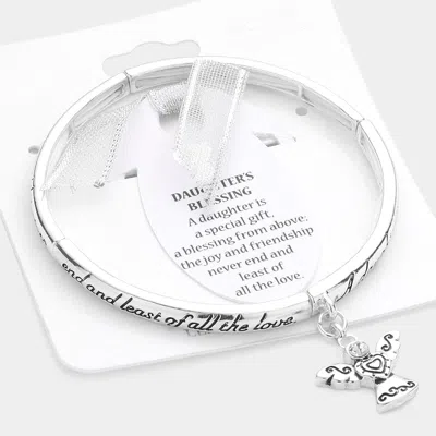 Fashnzfab Daughter's Blessing Message Stretch Bracelet Antique Silver In Multi