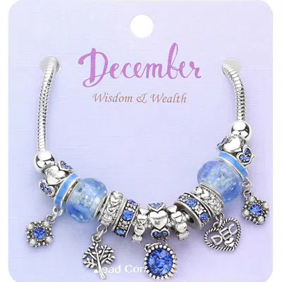 Fashnzfab December - Birthstone Heart Charm Multi Beaded Bracelet In Metallic