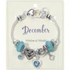 Fashnzfab December - Birthstone Heart Charm Multi Beaded Bracelet Teal In Blue