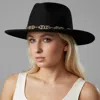 Fashnzfab Decorative Chain Accent Elegant Wide-brim Western Fedora Hat In Multi