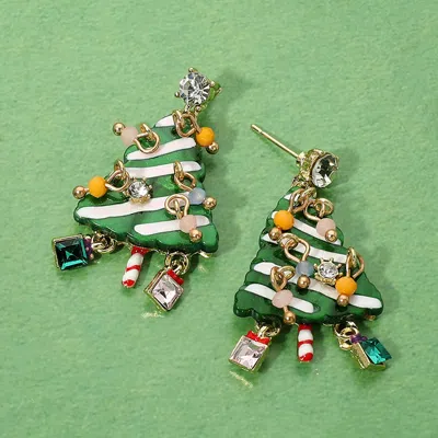 Fashnzfab Decorative Christmas Tree Earrings In Multi