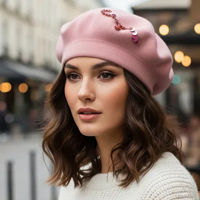 Fashnzfab Decorative Sequin Rhinestone Embellished Winter Beret Hat In Multi