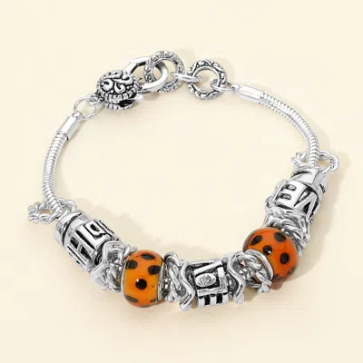 Fashnzfab Decorative Snake Multi Beads Bracelet In Metallic