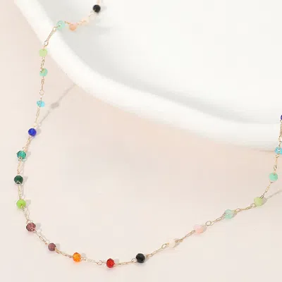 Fashnzfab Delicate Beaded Chain Necklace In Blue