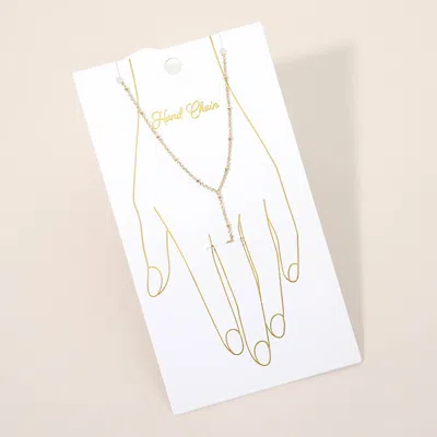 Fashnzfab Delicate Beaded Hand Chain Bracelet In Gold