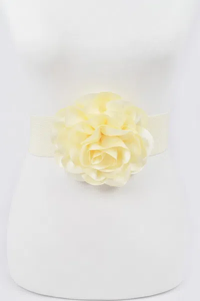 Fashnzfab Delicate Beautiful Flower Plus Size Elastic Belt In Yellow