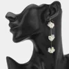 Fashnzfab Delicate Chain Design Triple Floral Drop Earrings In Multi