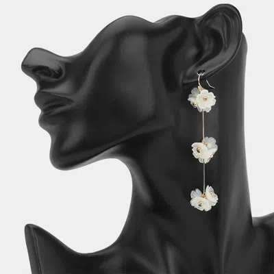 Fashnzfab Delicate Chain Design Triple Floral Drop Earrings In Multi