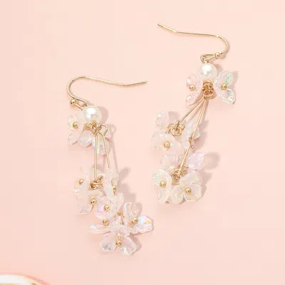 Fashnzfab Delicate Floral Cluster Drop Earrings In Gold