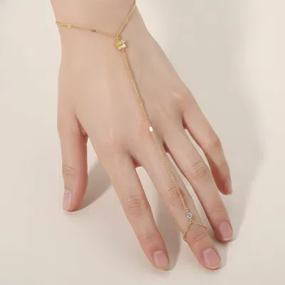 Fashnzfab Delicate Flower Charm Accent Hand Chain Bracelet In Multi