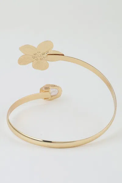 Fashnzfab Delicate Flower Wrap Arm Cuff In Gold