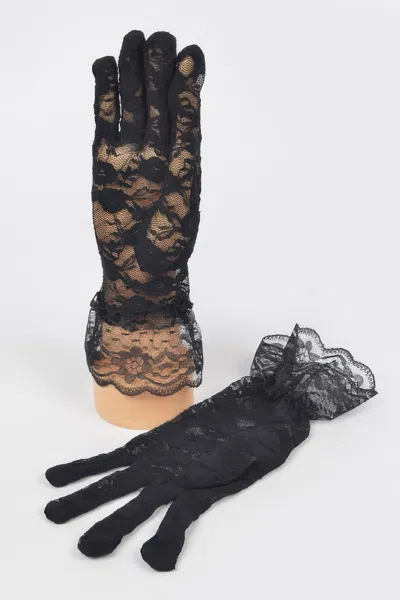 Fashnzfab Delicate Lace Gloves In Black