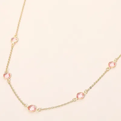 Fashnzfab Delicate Stone Bezel Station Necklace In Gold