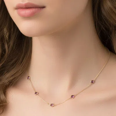 Fashnzfab Delicate Stone Bezel Station Necklace In Silver