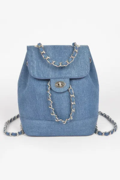 Fashnzfab Denim Backpack In Blue