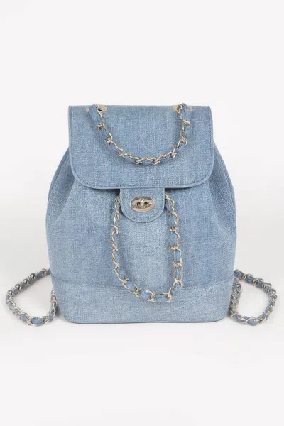 Fashnzfab Denim Backpack In Blue