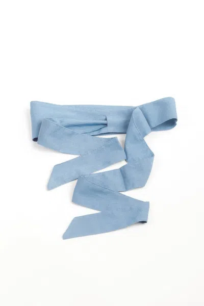 Fashnzfab Denim Ribbon Belt In Blue