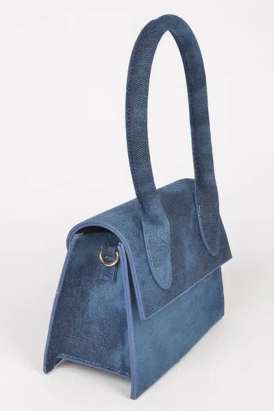 Fashnzfab Denim Top Handle Crossbody Bag In Blue