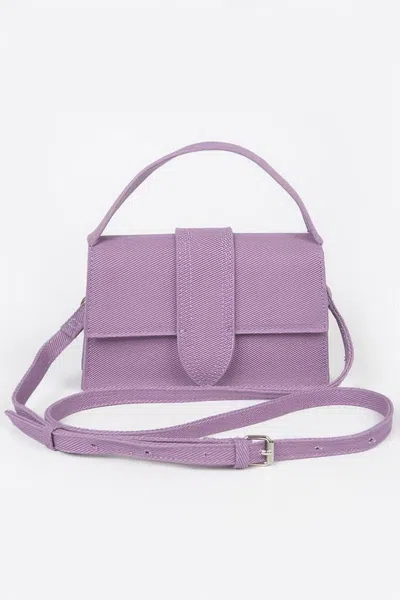 Fashnzfab Denim Top Handle Crossbody Bag In Purple