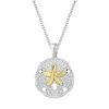 Fashnzfab Designer Sterling Silver And 14k Yellow Gold Sand Dollar Pendant In Silver